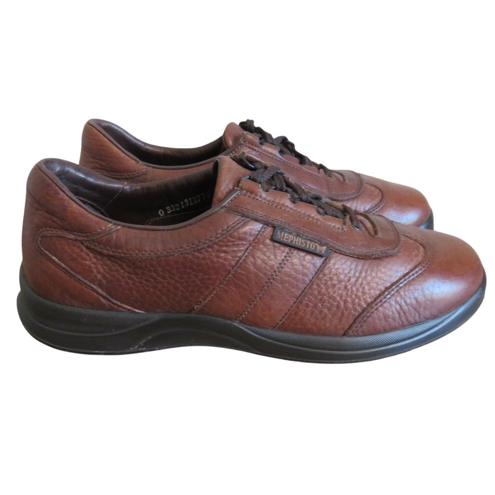 Mephisto Mens Match Run Off Walking Shoes Brown Pebbled Leather Sneakers US 9